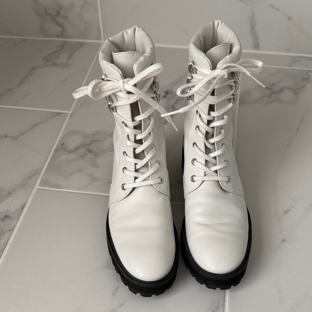 Stuart Weitzman White Lace-Up Women's Boots